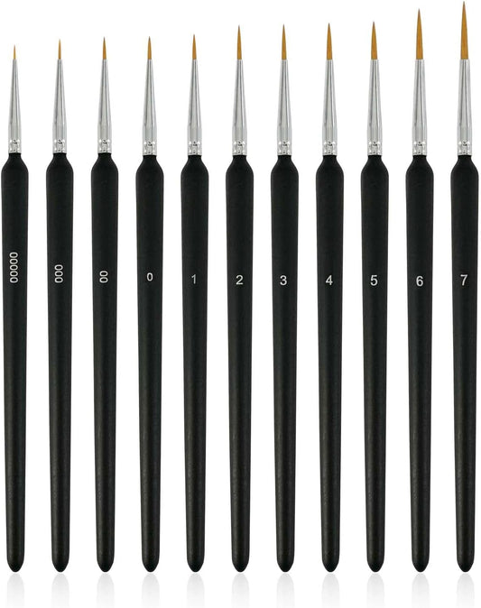 11 Pack Soft-Bristled Detail Outlining Brushes, Miniature Detail Paint Brushes Kits, Fine Detailing Art Paint Brushes