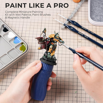 Miniature Painting Kit with Wet Palette & Painting Handle