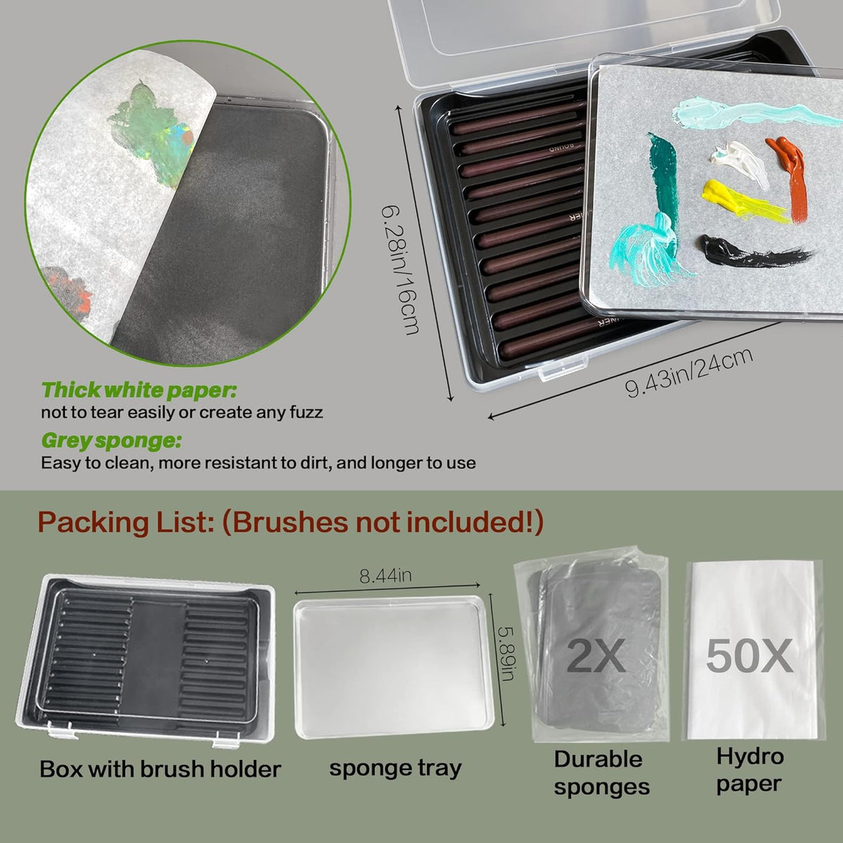 Wet Palette Wet Pallet for Miniatures- Stay Wet Palette for Acrylic Painting, Paint Brush Holder Organizer Wet Pallete Storage Containers