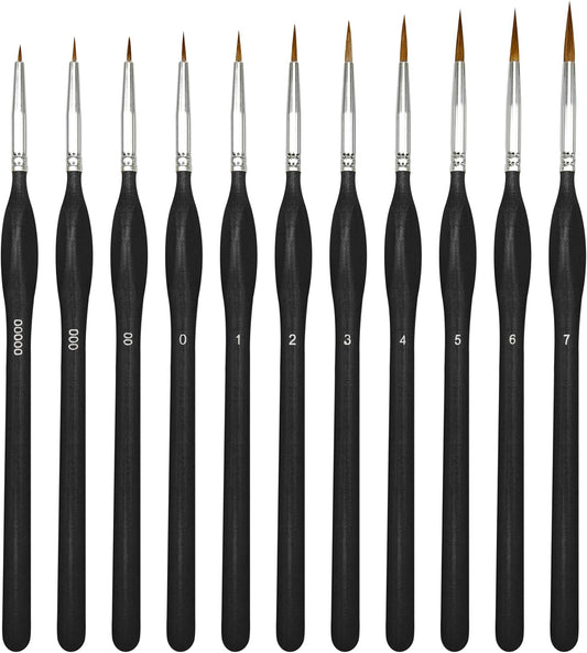 11PCS Fine Detail Paint Brushes Set, Miniature Painting Brushes Kit for Oil, Acrylic, Models,Watercolor and Gouache, Nylon Hair Paint Brush, Professional Artist Supplies with Ergonomic Handle