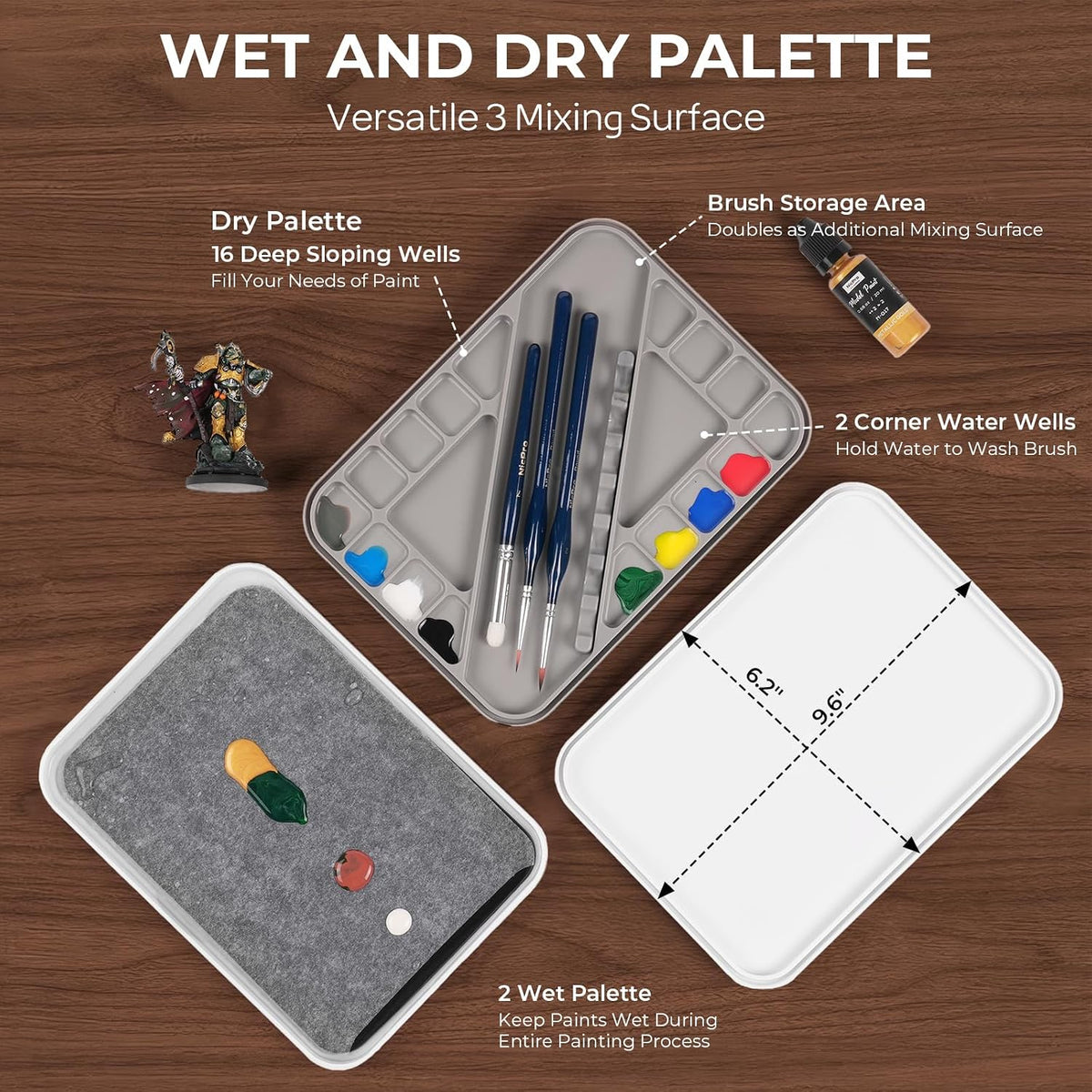 Miniature Painting Kit with Wet Palette & Painting Handle
