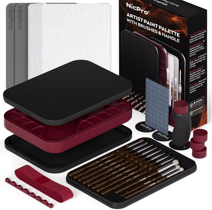 Miniature Painting Kit with Wet Palette, Painting Handle & Brushes