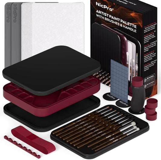 Miniature Painting Kit with Wet Palette, Painting Handle & Brushes