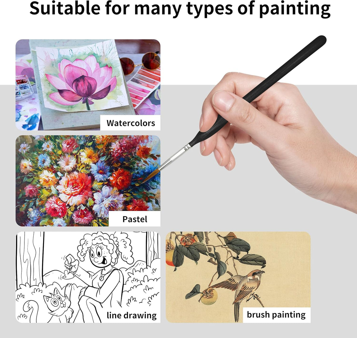 11PCS Fine Detail Paint Brushes Set, Miniature Painting Brushes Kit for Oil, Acrylic, Models,Watercolor and Gouache, Nylon Hair Paint Brush, Professional Artist Supplies with Ergonomic Handle