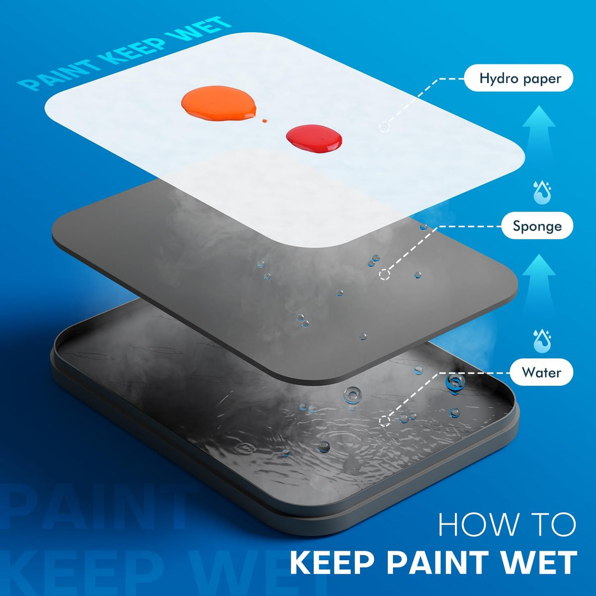 Wet Pallet for Painting Miniatures -  2 in 1 Dry and Wet Palette with Lid, Including 100PCS Palette Paper, 4PCS Sponges