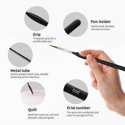 11PCS Fine Detail Paint Brushes Set, Miniature Painting Brushes Kit for Oil, Acrylic, Models,Watercolor and Gouache, Nylon Hair Paint Brush, Professional Artist Supplies with Ergonomic Handle