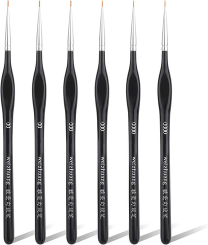 6PCS Detail Paint Brushes, Professional Fine Tip Paint Thin Miniature Brush, Small Artist Micro Paint Brushes for Acrylic Watercolor Oil Numbers Painting Models Detailing