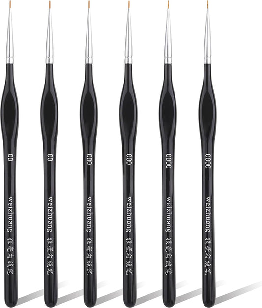 6PCS Detail Paint Brushes, Professional Fine Tip Paint Thin Miniature Brush, Small Artist Micro Paint Brushes for Acrylic Watercolor Oil Numbers Painting Models Detailing