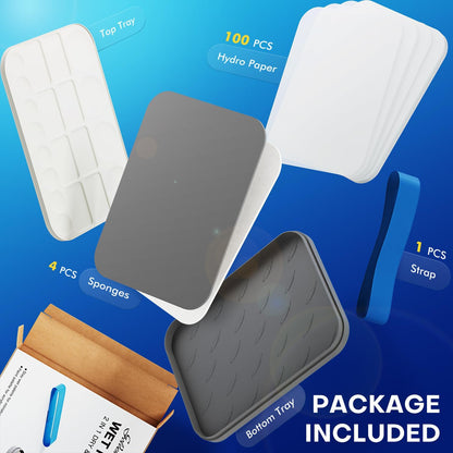 Wet Pallet for Painting Miniatures -  2 in 1 Dry and Wet Palette with Lid, Including 100PCS Palette Paper, 4PCS Sponges